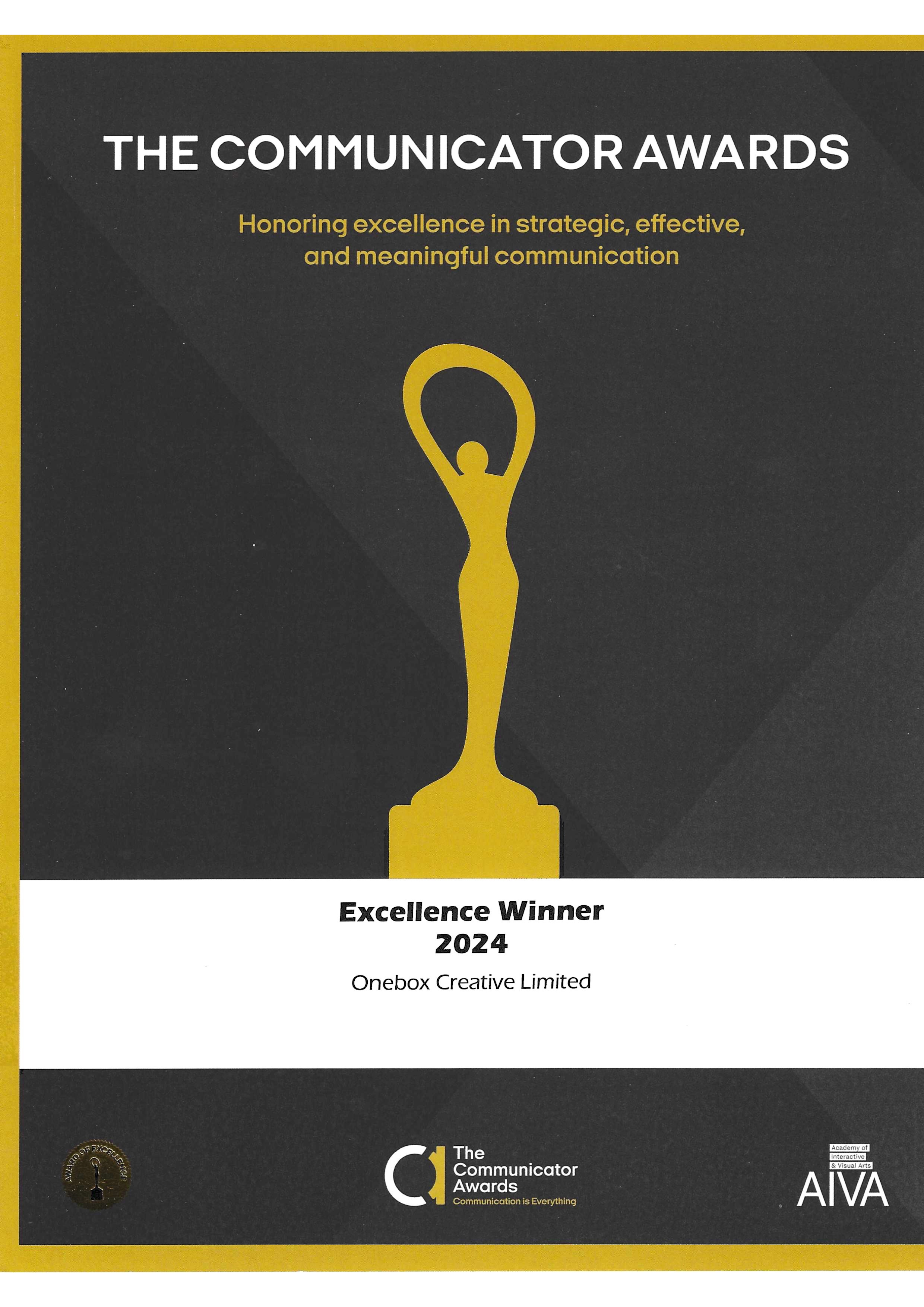 The Communicator Awards Excellence Winner